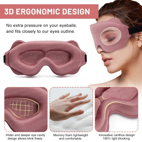 3D Sleep Mask Sleeping Aid Blindfold Block Out Light Portable Soft Memory Foam Face Mask Eyeshade Comfort Three Dimension Design - Image 3