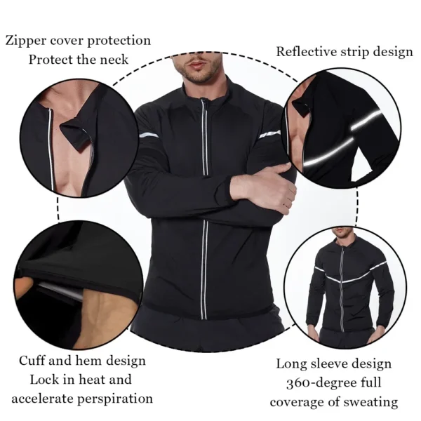 Weight Loss Jacket Men Sauna Sweat Body Shaper Slimming Long Sleeves Fitness Workout Fat Burning - Image 4