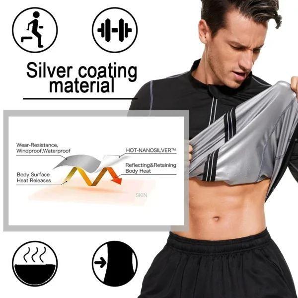 Weight Loss Jacket Men Sauna Sweat Body Shaper Slimming Long Sleeves Fitness Workout Fat Burning - Image 3