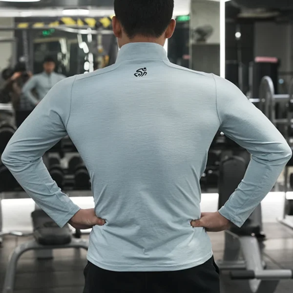 Men's Fitness Workout T-Shirt Top Half Zip Training Wear Quick Dry Running Exercise Long Sleeve Marathon Athletics Sweatshirts - Image 5