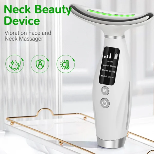 7 colour light neck instrument, face and neck whole body beauty massage, three gears 7 modes with screen display - Image 6