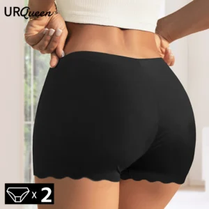 WarmSteps 2 Pieces Pack Women’s Boxers Boyshorts Solid Seamless Female Underwear Panties for Women Sports Safety Shorts 2Pcs Set