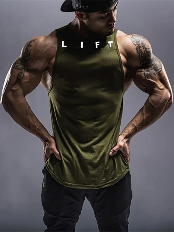 Men's GYM Lifting Fitness Tank Top Clothing Bodybuilding Muscle Sleeveless Sportswear Cotton - Image 3