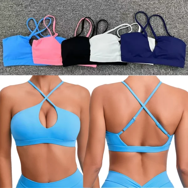 Hot Girl Hollow Out Running Sports Bra Fitness Yoga Bra Crop Tank Top - Image 2