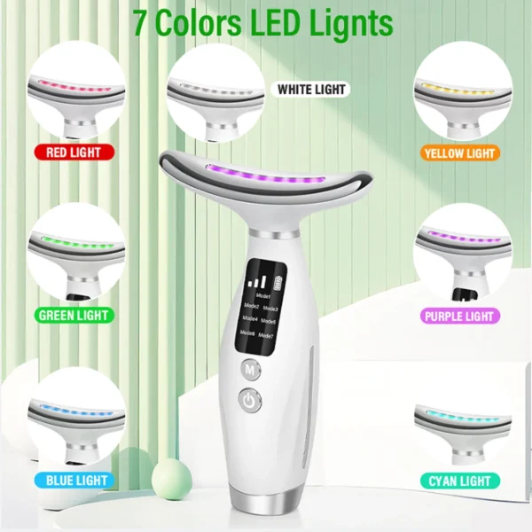 7 colour light neck instrument, face and neck whole body beauty massage, three gears 7 modes with screen display - Image 5