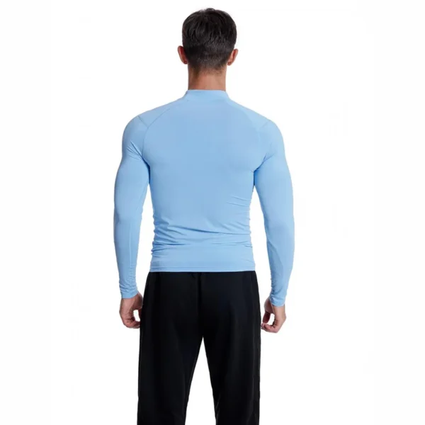 Men's Sports Training Long Sleeve Compression T-Shirt 90% Polyester 10% Spandex Stretch Workout Gym Fitness High Collar T Shirt - Image 2