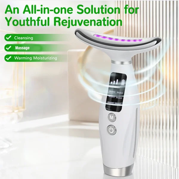 7 colour light neck instrument, face and neck whole body beauty massage, three gears 7 modes with screen display - Image 3