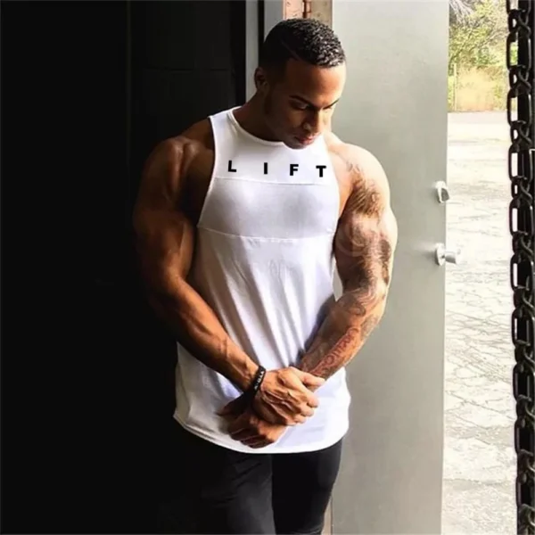 Men's GYM Lifting Fitness Tank Top Clothing Bodybuilding Muscle Sleeveless Sportswear Cotton - Image 4