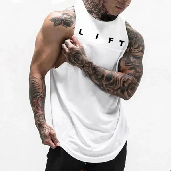 Men's GYM Lifting Fitness Tank Top Clothing Bodybuilding Muscle Sleeveless Sportswear Cotton - Image 2