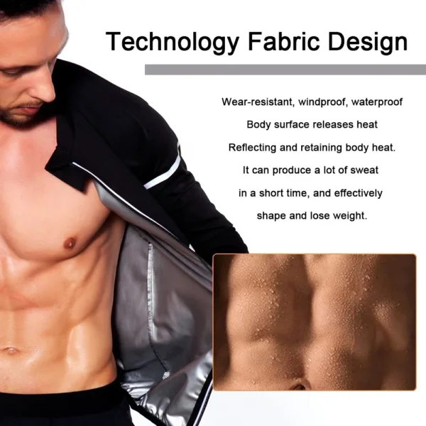 Weight Loss Jacket Men Sauna Sweat Body Shaper Slimming Long Sleeves Fitness Workout Fat Burning - Image 5