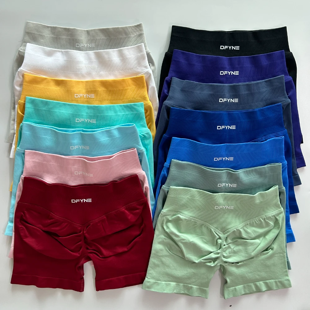 Kf see8458143eaa43748abf3a47d2ce4c5do dfyne impact shorts low ribbed band yoga shorts seamless scrunch bum workout gym shorts booty stretch